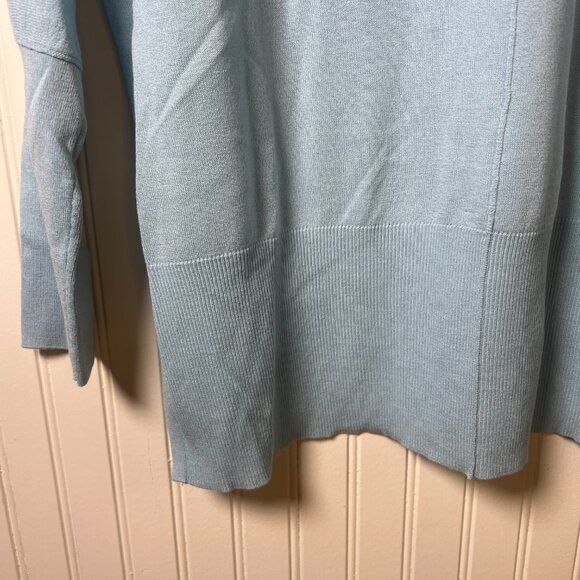 Pastel Blue Cashmere Long Sleeve Hi-Low Crewneck Softgirl Cozy Comfortcore Chic - Picture 6 of 12